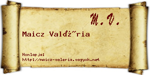 Maicz Valéria névjegykártya